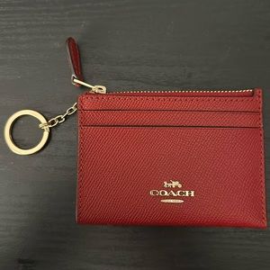COACH Mini Skinny Women's Leather ID Card Coin Case Wallet red NWT